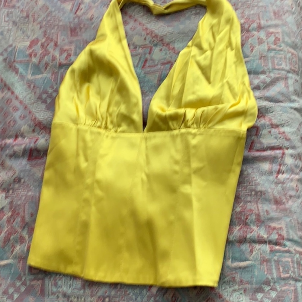 MARCIANO satin tie back halter top